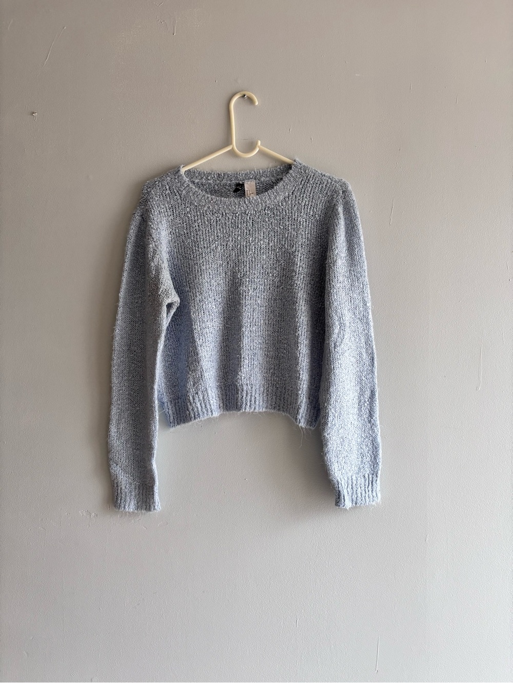 H&M Women Knit Pullover Sweater Ribbed Crew Neck Long Sleeve Blue Sz S